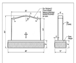 Upright granite headstone CAD design